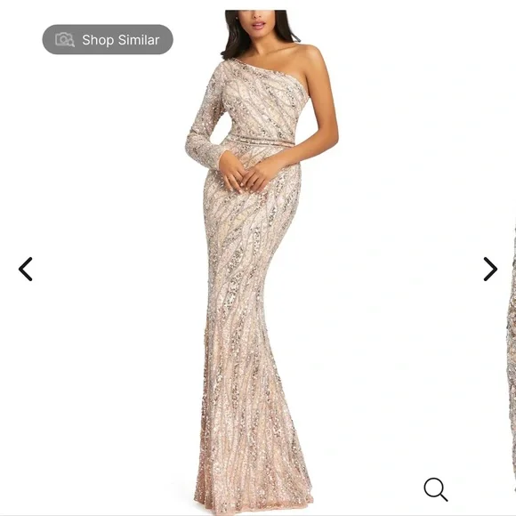 Mac Duggal | Dresses | Mac Duggal Asymmetrical One Shoulder Long Sleeve  Fully Sequin Gown | Poshmark